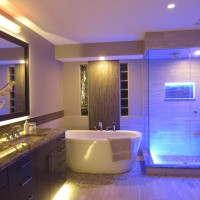 Pencahayaan di bilik mandi: Pencahayaan LED DIY