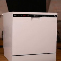 Prezentare generală a mașinii de spălat vase Candy CDCF 6E-07: merită să cumpărați o miniatură
