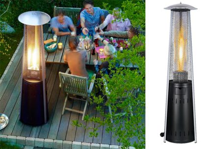 Pyramidal gas heater for outdoor use