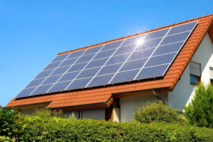 What do solar panels on the roof of a private house look like?