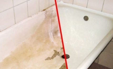 Bath before and after restoration