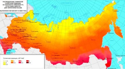 Güneş radyasyonu yoğunluğunun haritası
