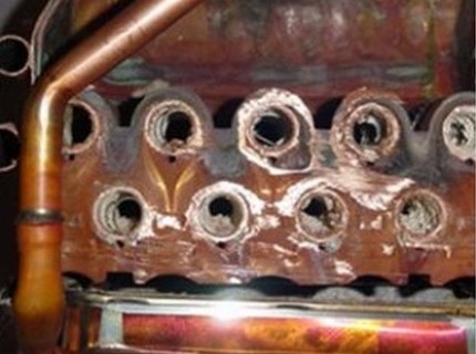 Scale on the boiler coil