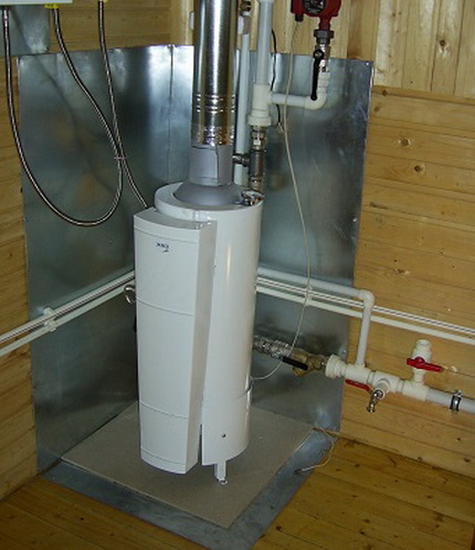 Instalación de una caldera de gas de piso.