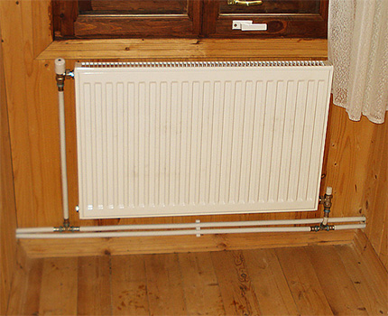 Diagonal radiator connection with two-pipe design