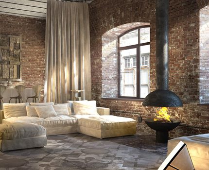 Loft style and heat resistant brick