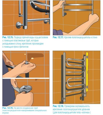 How to install an electric heated towel rail in the bathroom