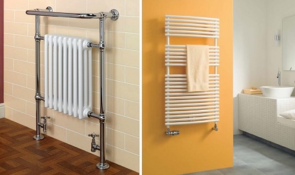 Ways to replace and connect a heated towel rail in the bathroom