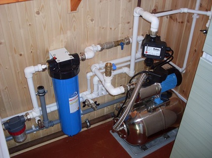 The interior of the water supply system of a private house