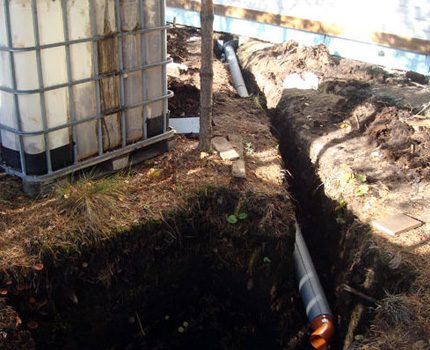 Installation of a septic tank and pipeline