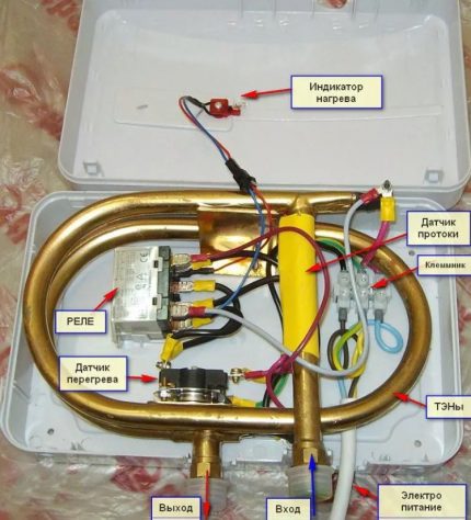 Internal device flow heater