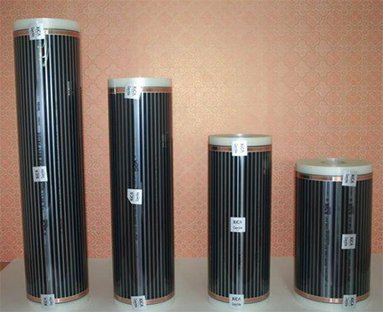 Rolls of underfloor heating of various widths