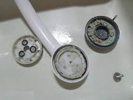 Deposits on the shower head