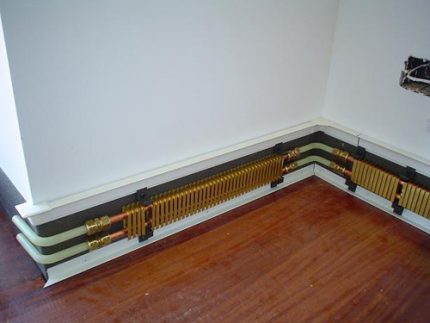 The interior of the warm skirting board