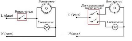 Elektroinstalācijas shēma ar divkanālu slēdzi