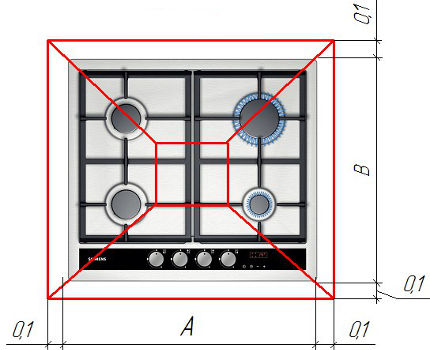 Dimensions of the exhaust hood