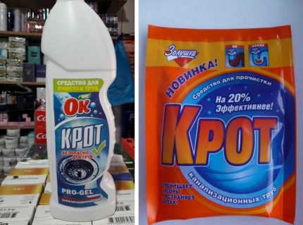Productos químicos domésticos para la limpieza de tuberías.