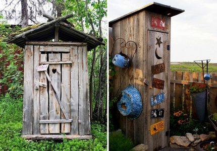 Anciennes toilettes en bois