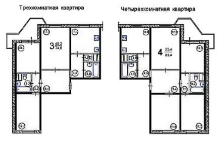 Grundrisse von Badezimmern in großen Wohnungen