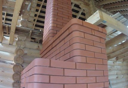 Brick chimney over a fireplace