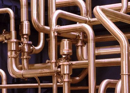 Copper pipes for water supply installation