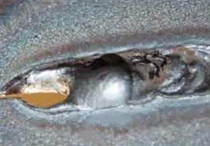 Burn through metal by welding