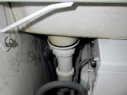 Montering av en näckrosavlopp över en tvättmaskin