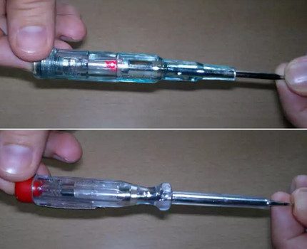 Voltage test screwdriver