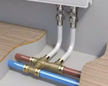 Plastic pipes connected by press fittings