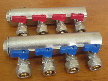 Manifold for hot and cold water