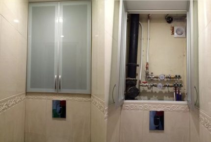 Armoire de plomberie avec portes vitrées