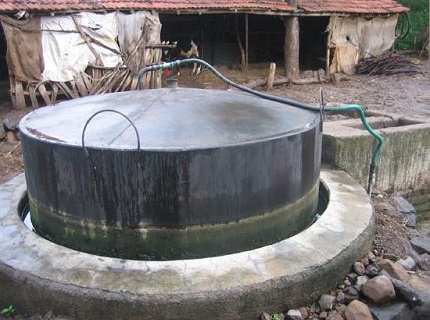 Homemade biogas plant on site