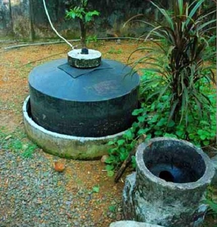 Versión india de una planta de biogás simple