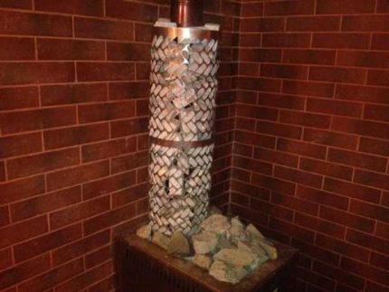 Chimney with stones for a stove