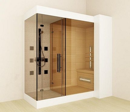 Combined shower with sauna