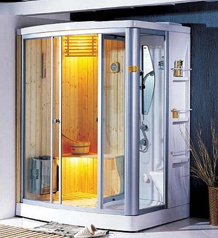 Decorating a shower cabin with a sauna