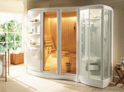 Ang shower cabin na may pagpapaandar sa sauna