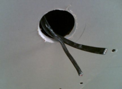 Mounting hole for installing a spotlight