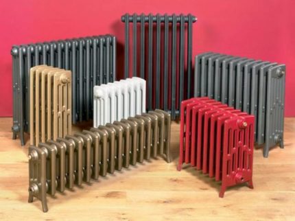 Různé typy radiátorů