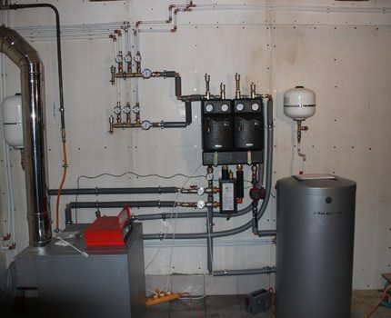 Double-circuit boiler in a home boiler room