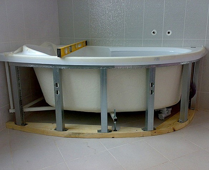 Semicircular bathtub frame