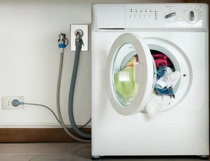 A lavadora de roupas está conectada às comunicações