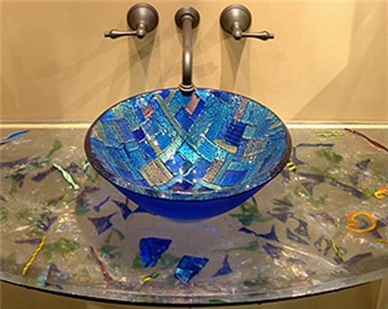 Mosaic glass sink