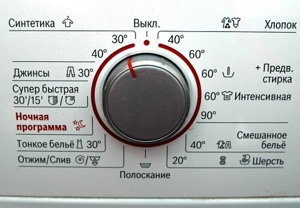 Mga mode ng operasyon ng washing machine