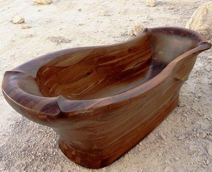 Unusual wooden bathtub shape