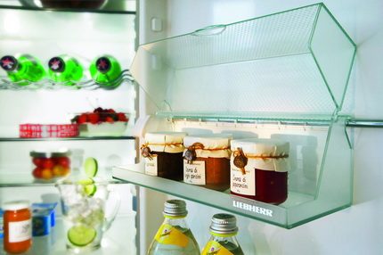 Two-compartment refrigerator with shelves