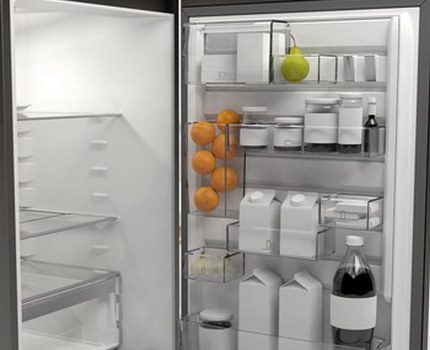 Vnitřní uspořádání chladničky