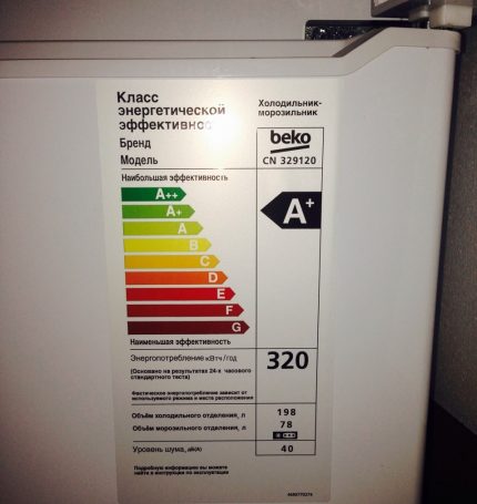 Etikett der Kühlschrankklasse