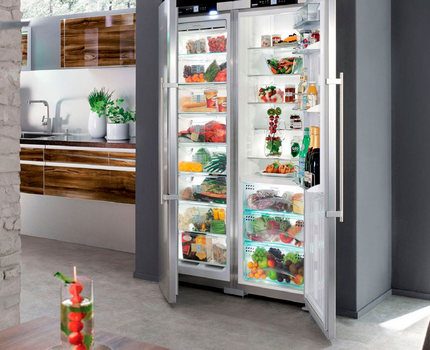 Two-door refrigerator in the interior