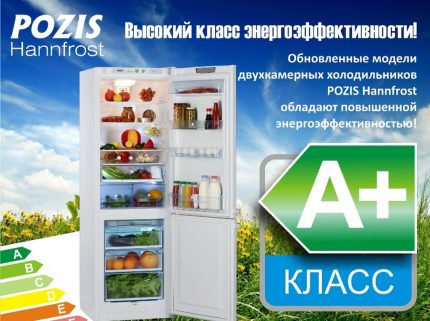 Ang kahusayan ng enerhiya ng mga refrigerator mula sa Pozis